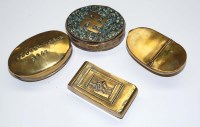 Lot 668 - Four 19th Century brass snuff boxes, one...