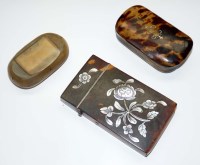 Lot 669 - A tortoiseshell and mother-of-pearl card case,...