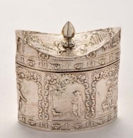 Lot 686 - A Dutch silver tea caddy, of shaped oval form,...