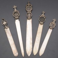 Lot 707 - Four Maltese silver paper knives, with...