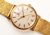 Lot 736 - Omega: a gentleman's 9ct. gold wristwatch, the...