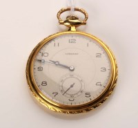 Lot 753 - Longines: a gentleman's 14k gold cased open...