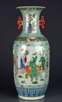 Lot 1014 - A large Famille Vert vase, 20th Century,...