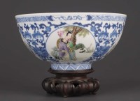 Lot 1019 - A Doucai medallion bowl, the finely potted...