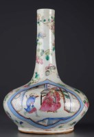 Lot 1022 - A Famille Rose bottle vase, painted with peony...