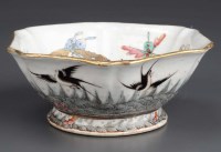 Lot 1028 - A Chinese footed hexagonal bowl, the interior...