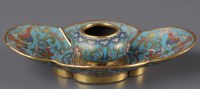 Lot 1045 - A cloisonne enamel censer and stand, the...