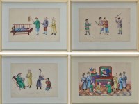 Lot 1059 - A set of four watercolours on pith paper, late...