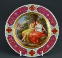 Lot 1101 - A Vienna style cabinet plate, painted with a...