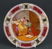 Lot 1102 - A Vienna style cabinet plate, painted with...