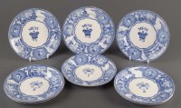 Lot 1114 - Eight blue and white mess plates, mid 19th...