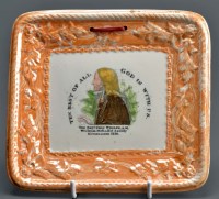 Lot 1115 - An orange lustre plaque, transfer printed with...