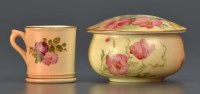 Lot 1149 - Royal Worcester: a blush ground trinket box,...