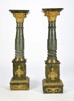 Lot 1206 - A pair of variegated green marble and gilt...