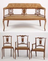 Lot 1211 - An Edwardian inlaid mahogany seven-piece salon...