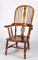 Lot 1221 - A 19th Century yew wood and elm Windsor...