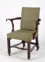 Lot 1225 - A Georgian mahogany armchair, with padded back...