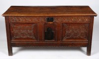 Lot 1229 - A late 17th Century oak coffer, with...