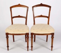 Lot 1239 - A set of six Victorian walnut dining chairs,...