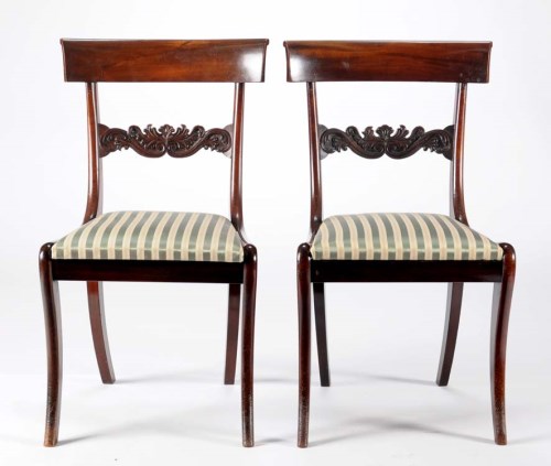 Lot 1287 - A set of four Regency mahogany dining chairs,...