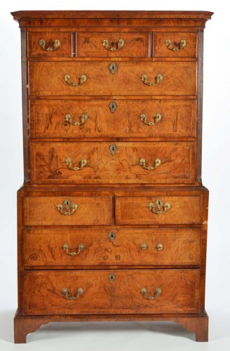 Lot 1307 - A George I walnut chest-on-chest, the upper...