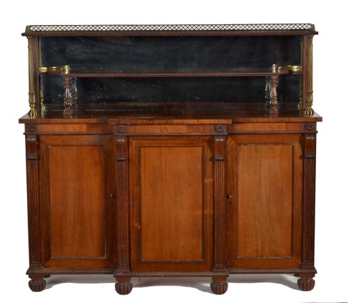 Lot 1309 - A Regency rosewood breakfront side cabinet,...
