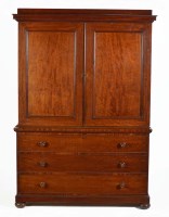 Lot 1348 - A William IV mahogany linen press, the moulded...