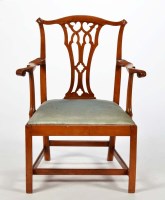 Lot 1358 - A George III lightwood open armchair with...