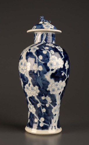 Lot 3 - A blue and white baluster vase, decorated with...