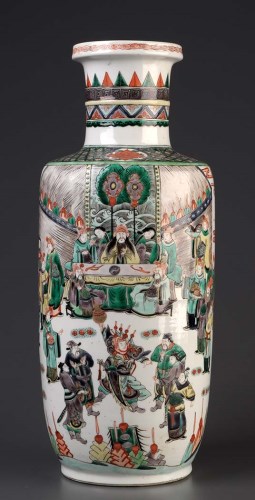 Lot 27 - A Famille Vert Rolleau vase, in Kangxi style,...