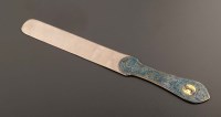 Lot 70 - A Chinese white metal and enamel paper knife,...