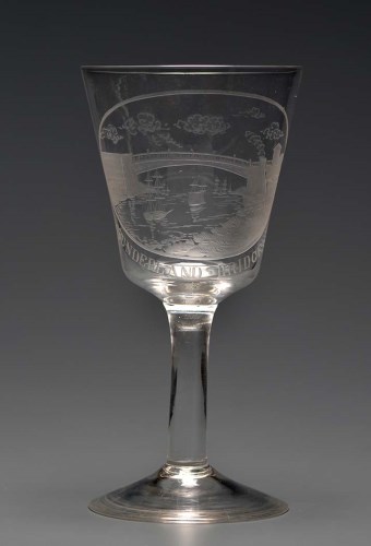 Lot 93 - An engraved wine glass depicting the...