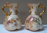 Lot 133 - Royal Worcester: a pair of jugs, shape number '...