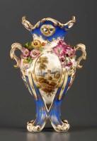 Lot 140 - Minton: a floral encrusted twin-handled vase,...