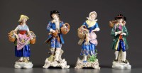 Lot 154 - Two pairs of Dresden figures, male and female...
