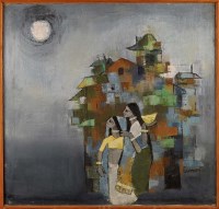 Lot 414 - Murli Lahoti (Indian 1945-) A RIVERSIDE...