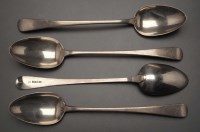 Lot 534 - Four George III gravy spoons, by William Eley...