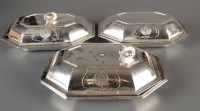 Lot 550 - A set of three George III entree dishes and...