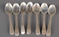 Lot 581 - Seven 19th Century teaspoons, five by The...