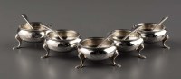 Lot 607 - A set of five Edwardian table salts, by Nathan...