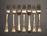 Lot 624 - A composite set of nine dessert forks, to...