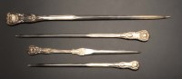 Lot 630 - Three tapering William IV meat skewers, by...