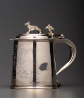 Lot 678 - A George VI silver lidded tankard, by...