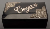 Lot 731 - An Edwardian silver mounted ebony cigar box,...