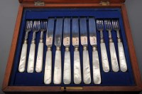 Lot 739 - A set of six Victorian fruit knives and forks,...