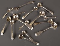 Lot 754 - A collection of mustard and salt spoons, eight...