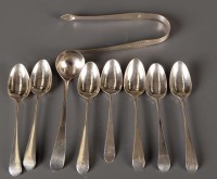 Lot 756 - Seven George III tea spoons, by Hester Bateman,...