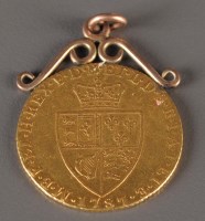 Lot 812 - A George III gold spade guinea, 1787, with...