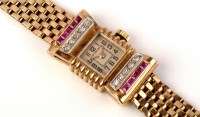 Lot 829 - A lady's yellow metal cased cocktail watch,...