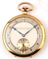 Lot 831 - A yellow metal cased half hunter fob watch,...